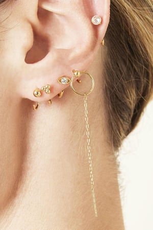 Boucles d'oreilles Huggies Round Zircon Noir Cuivré h5 Image2